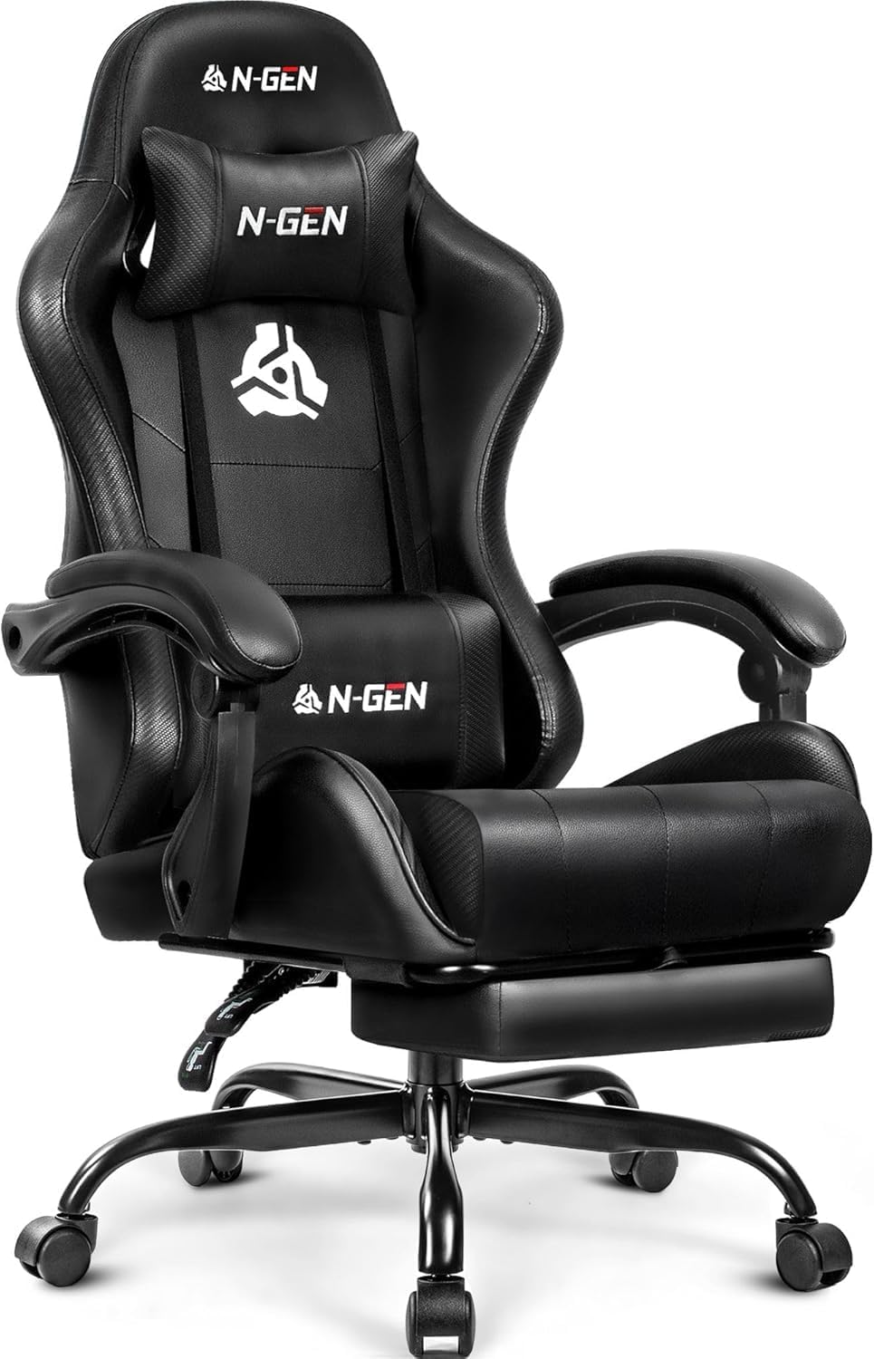 Home Office Desks - Gaming Chair with Footrest Lumbar Support