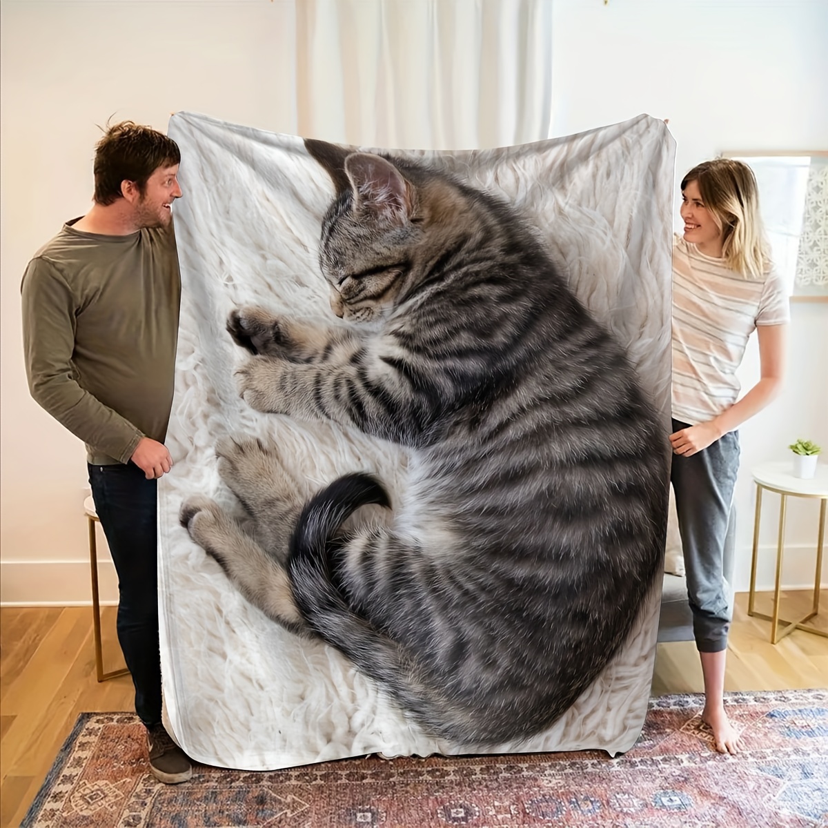 Home Office Design Ideas - Sleeping Cat Flannel Blanket, Healing Design