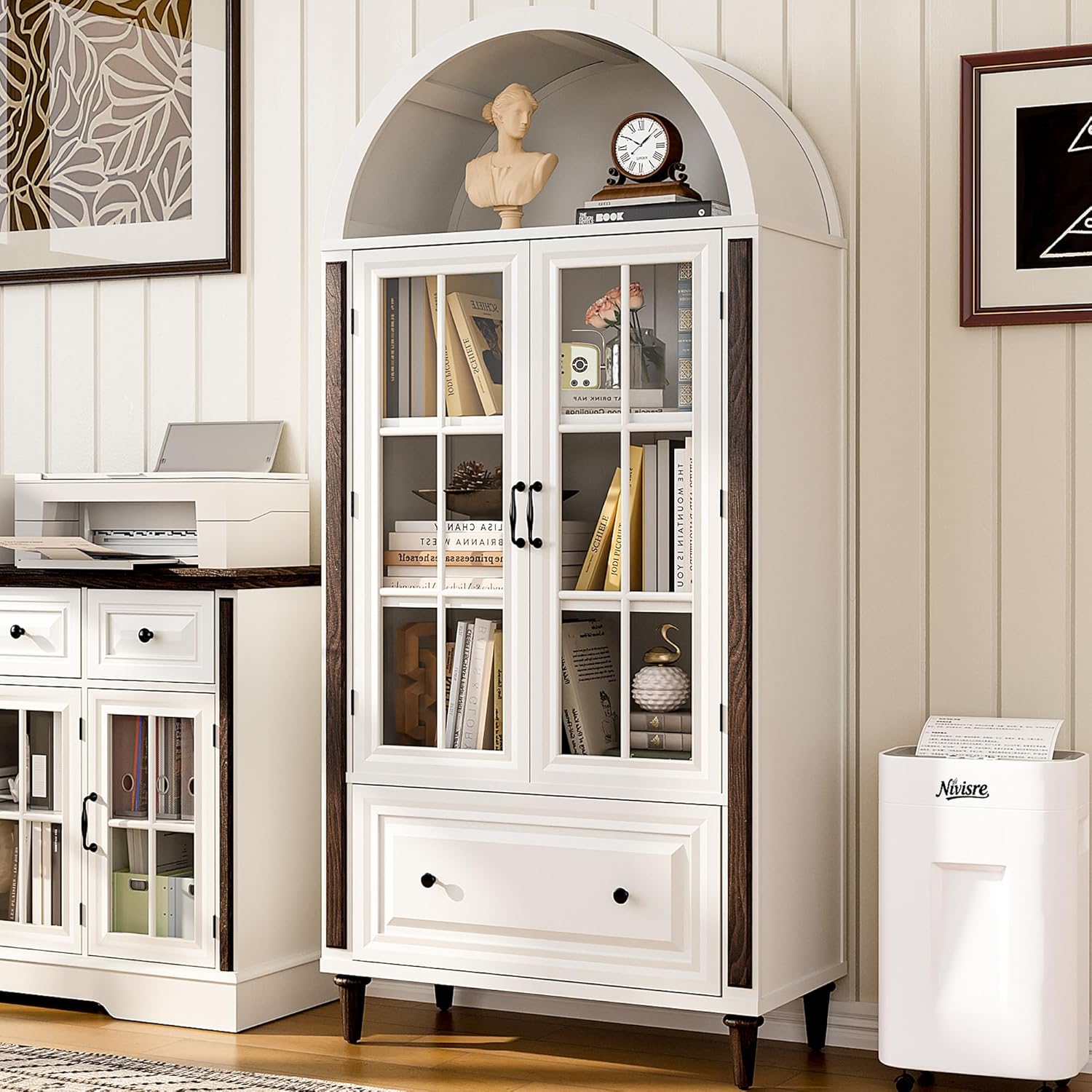 71” Handcrafted Arched Bookcas - đánh giá và giá Free Home Office
