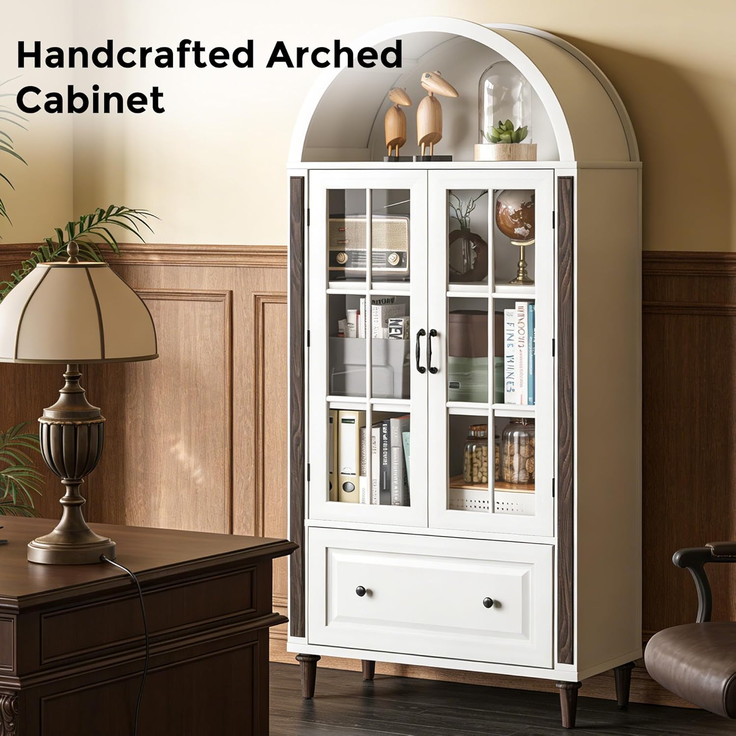 71” Handcrafted Arched Bookcas - đánh giá và giá Free Home Office